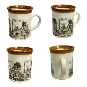 Biltons Vintage Ceramic Scenic Coffee Mugs Made in England Set 0f 4